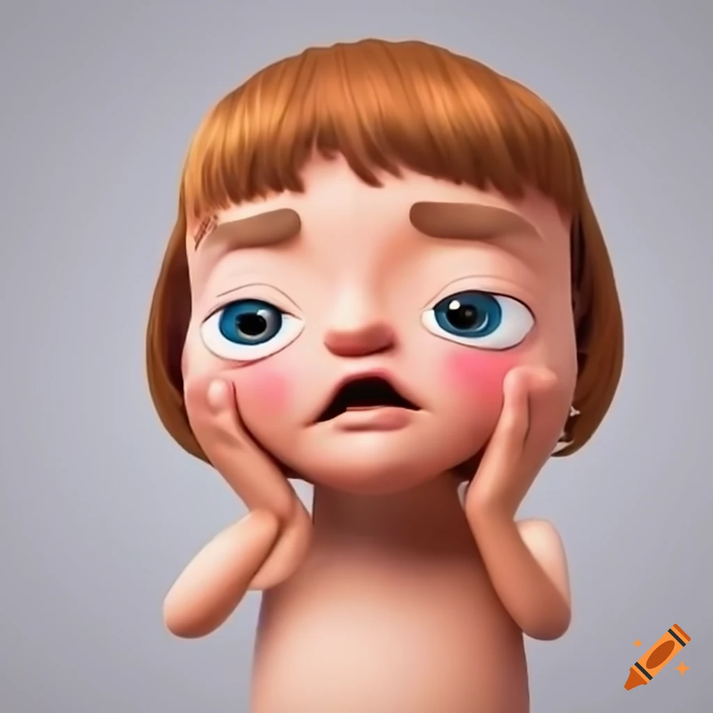 Cartoon character with hands on cheeks and eyes wide with excitement