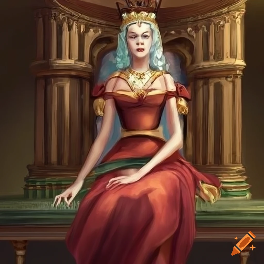 Queen presiding over a courtroom in the woodlands in fantasy art style