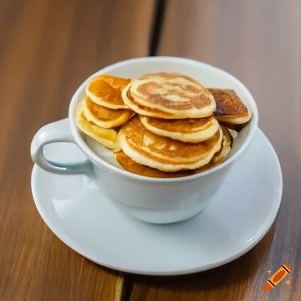Miniature pancakes in a cup