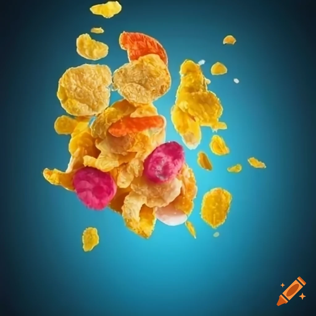 Colorful cute corn flakes floating