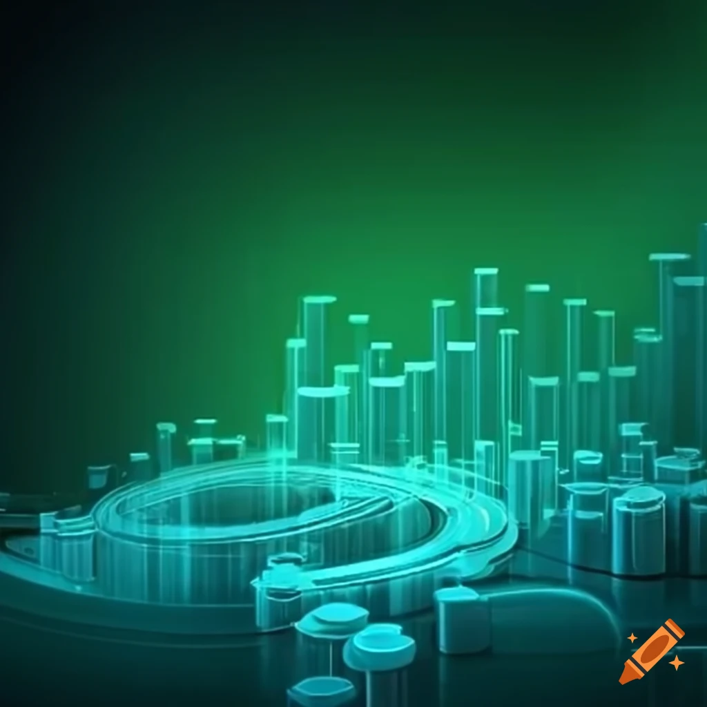 Technological data graph in green tones