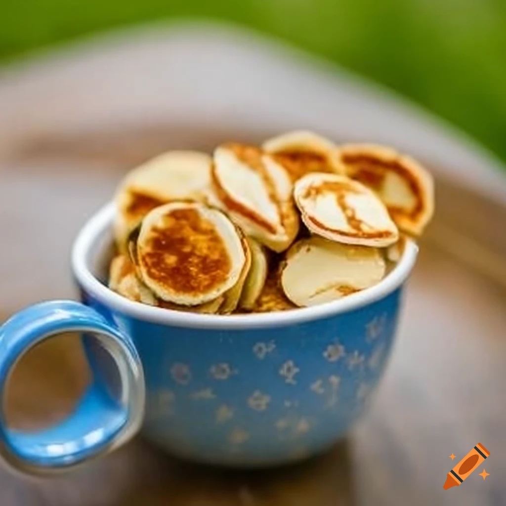 Miniature pancakes in a cup