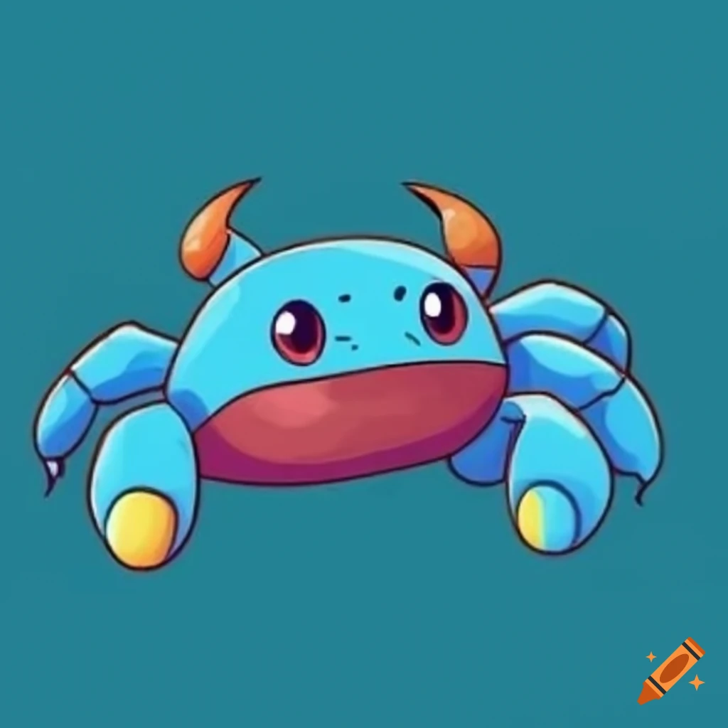 Blue water-type crab Pokémon chibi character