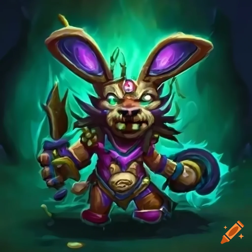 Tribal rabbit humanoid in hearthstone art style on Craiyon