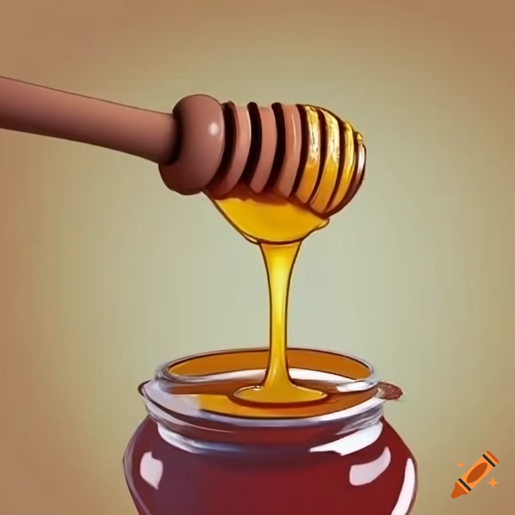 pot of honey on plain background