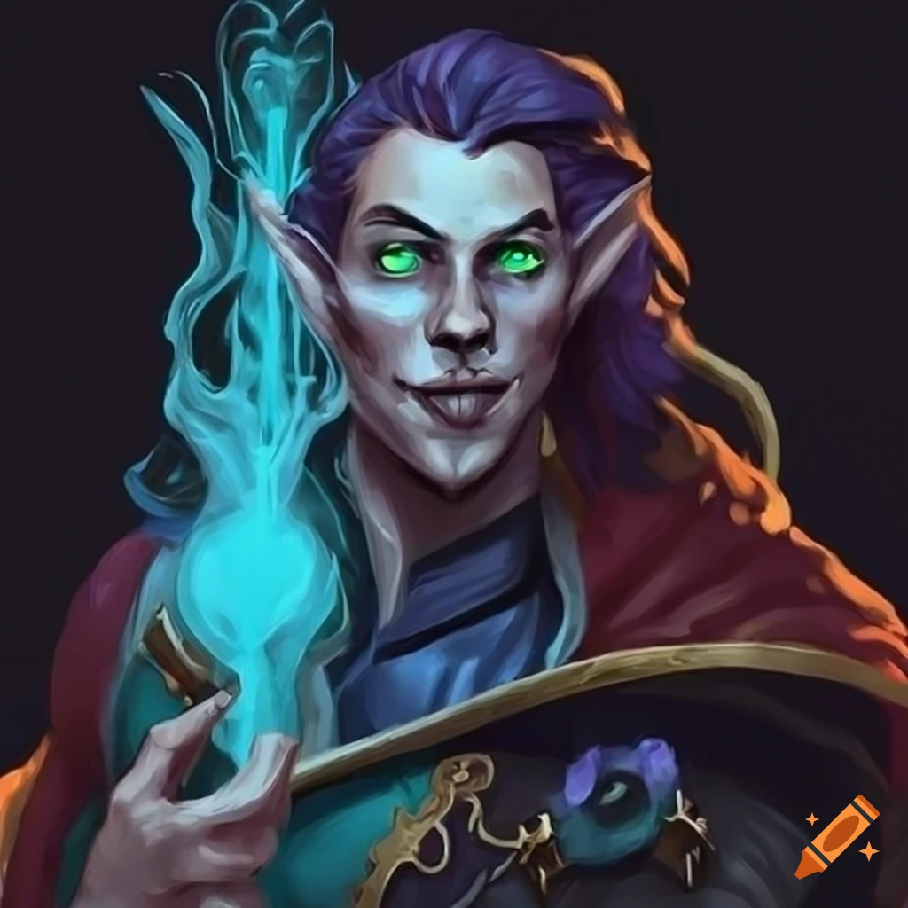 Charismatic male air genasi sorcerer with a haughty expression on Craiyon