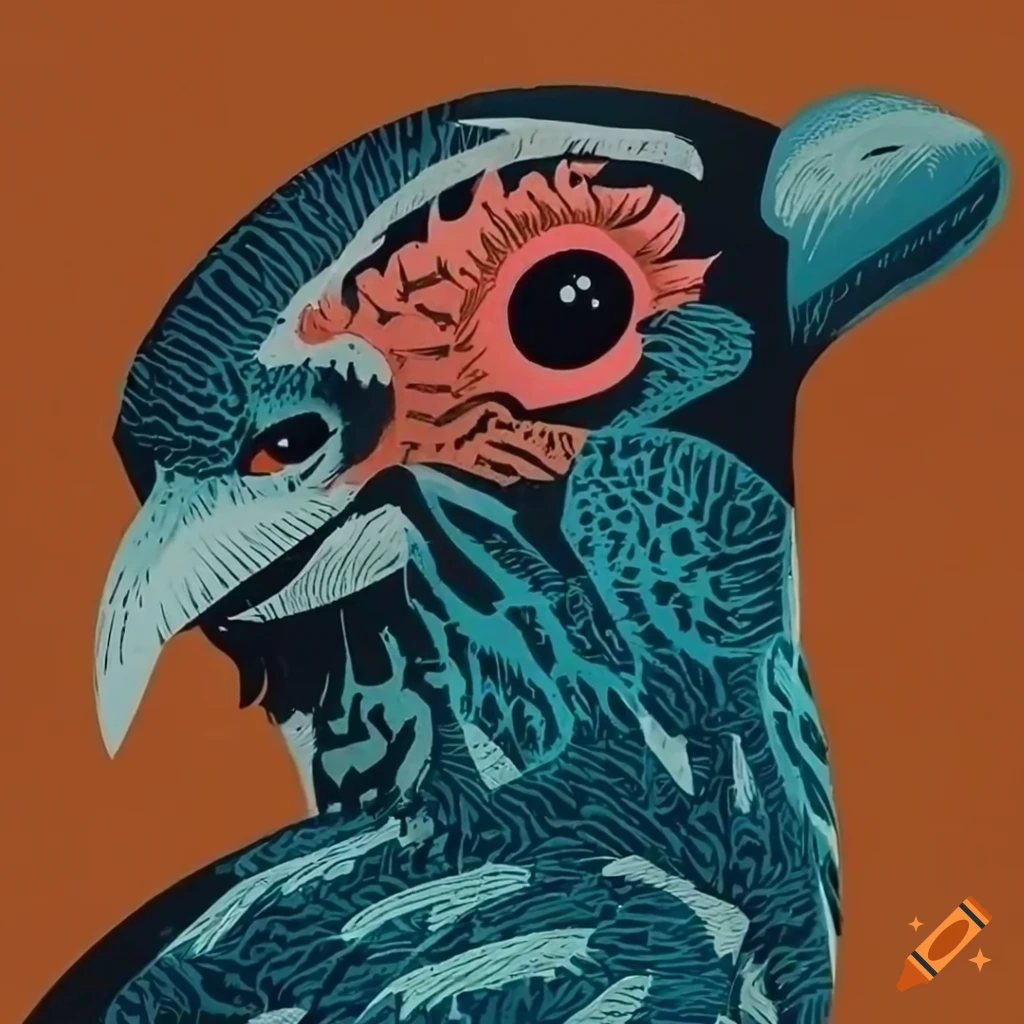 Intricate color woodcut of a wildlife sanctuary by Charley Harper in 8k Ultra High resolution