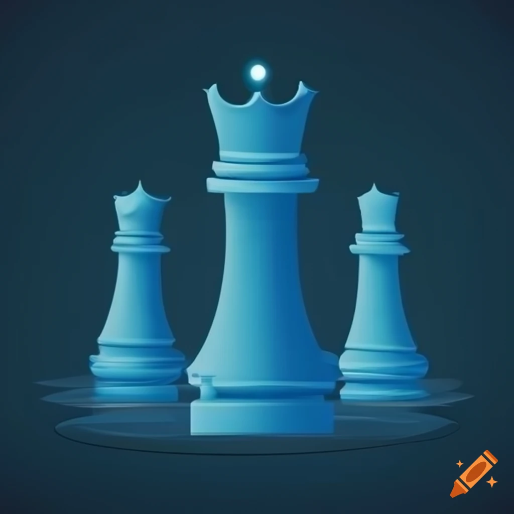 Intricate modern logo design for Mavericks Digital Marketing with blue color palette and stylized chess pieces