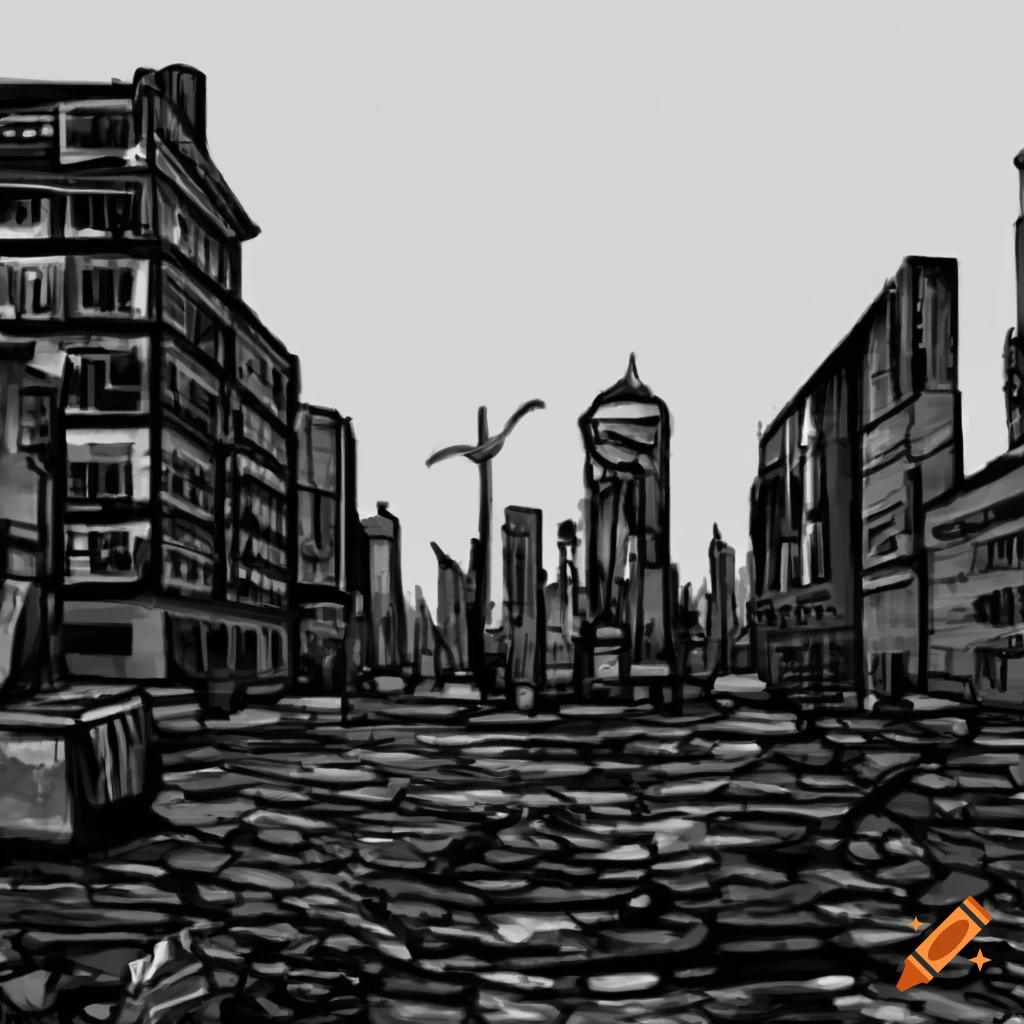 Wasteland city landscape view