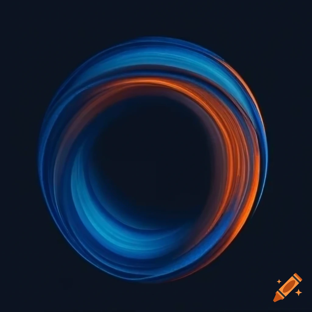 Minimalist blue and orange lines intersecting on black background