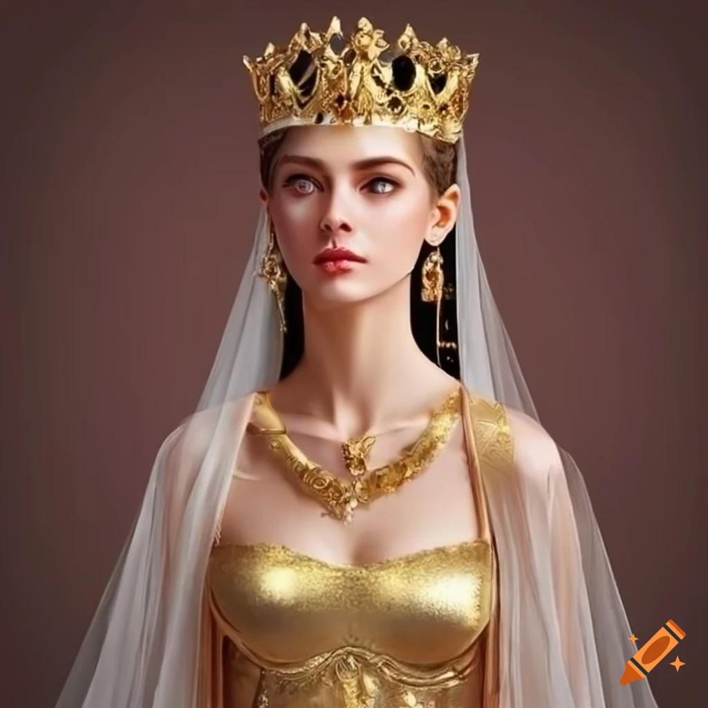 Portrait of a young Roman empress in a luxurious imperial hall