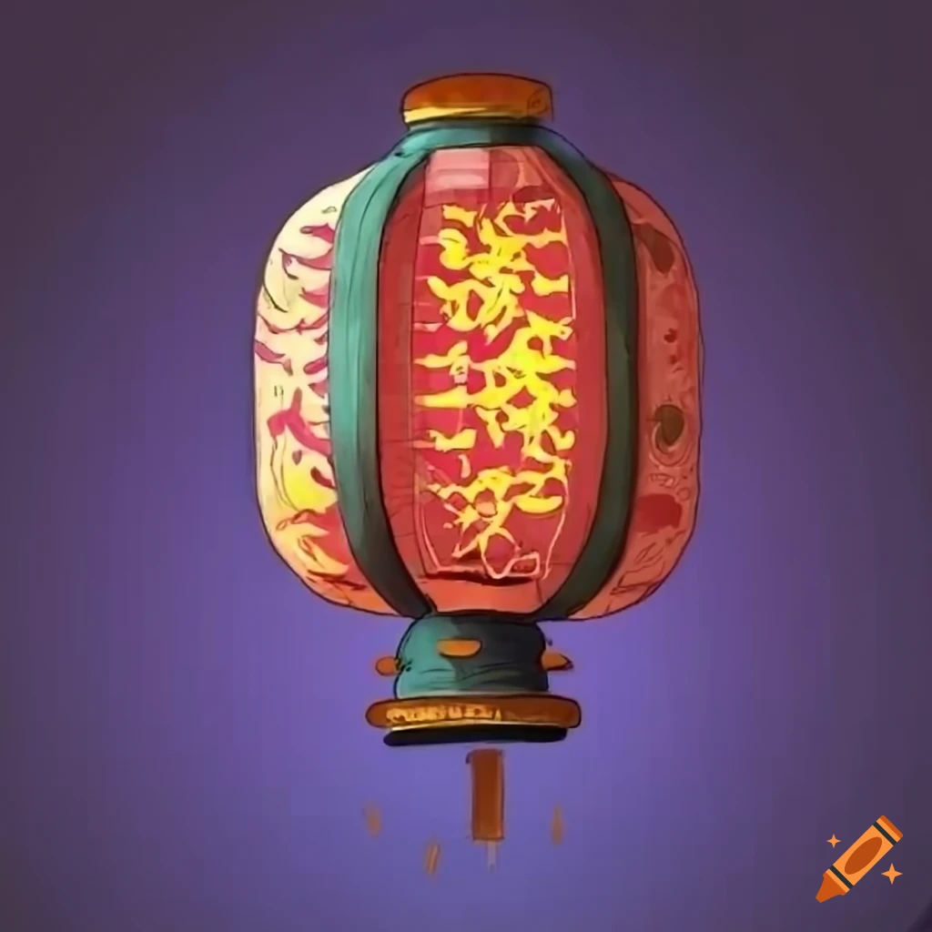 Traditional Asian lantern in a cartoon style