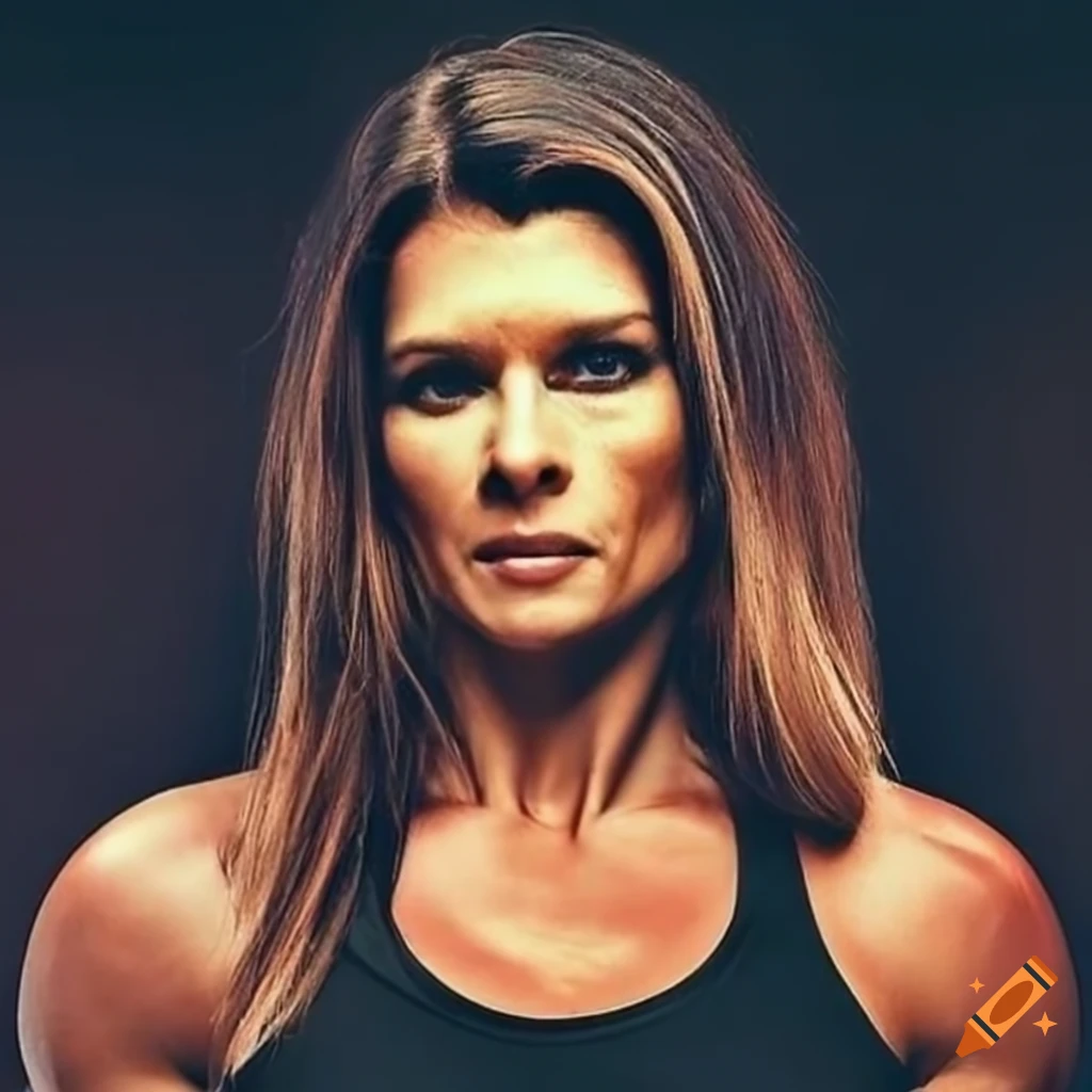 Female bodybuilder feeling strong enough to lift a muscle car