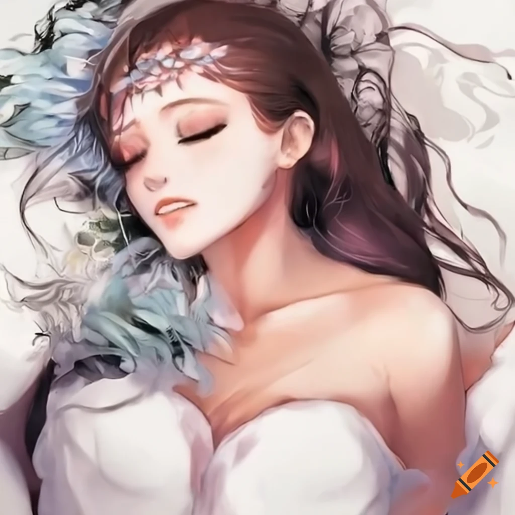 Sleeping bride in a bed