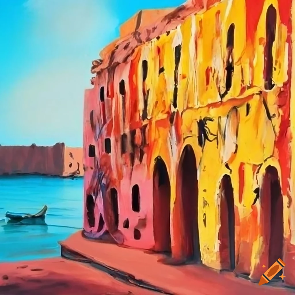 African paint of Ile de Gorée in Senegal