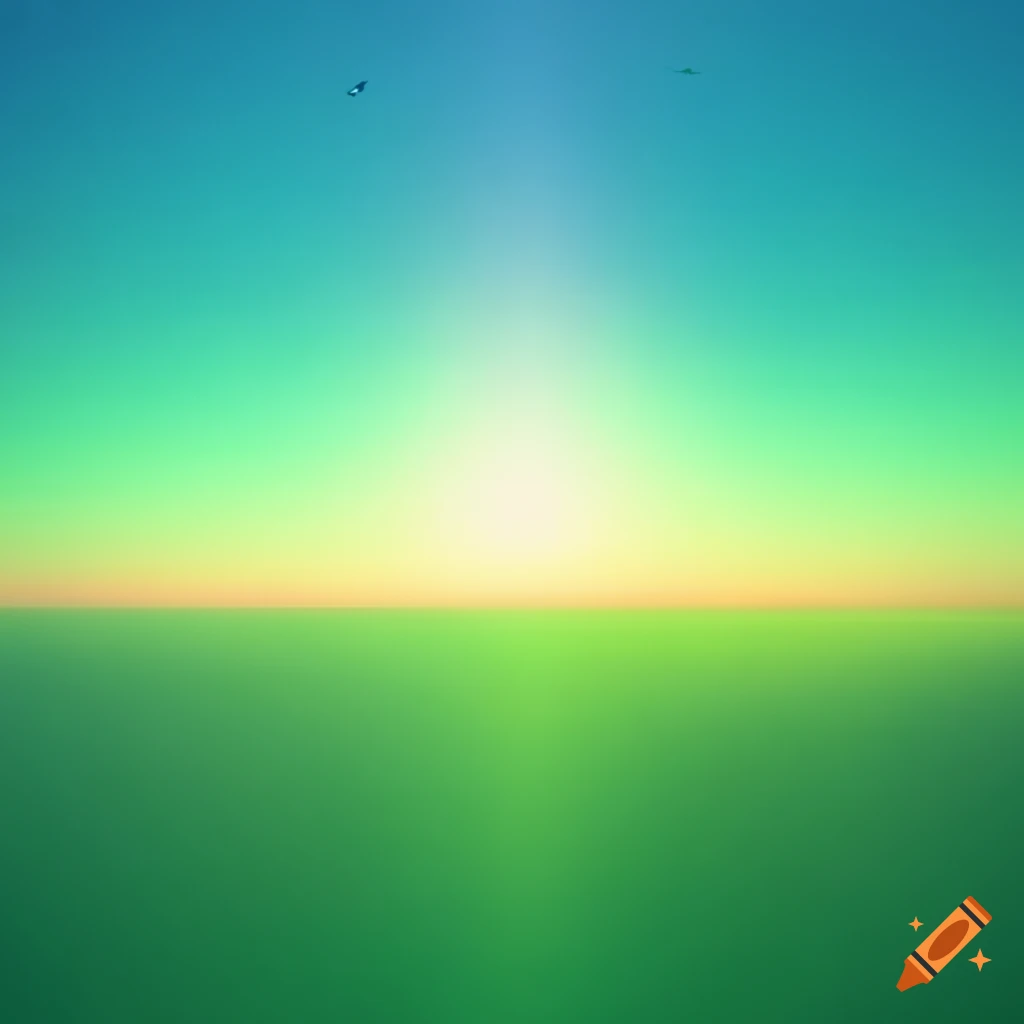 Abstract representation of green, blue, white, red colors symbolizing sky, horizon, earth, and dreams