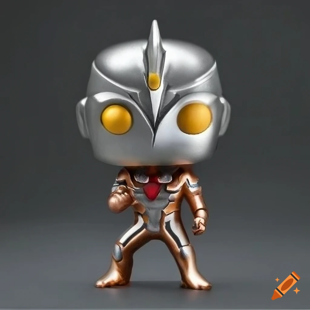 Funko pop figurine Ultraman on concrete background