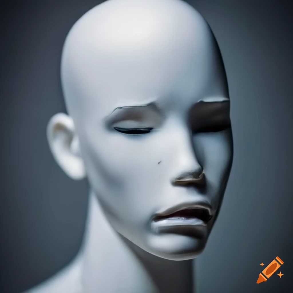 Sad white mannequin expression on Craiyon
