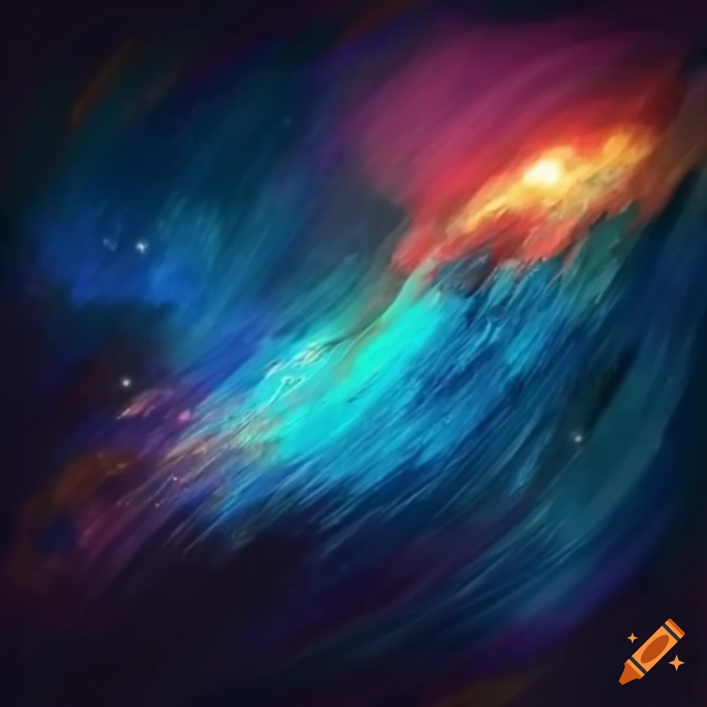 Flight through space with blurry colors and lights