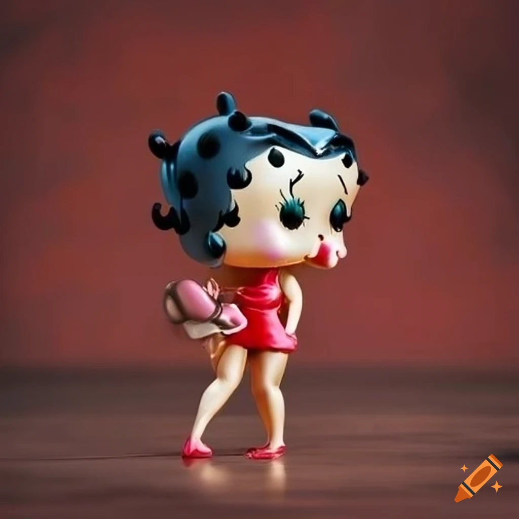 Funko pop figurine of Betty Boop on red cement background