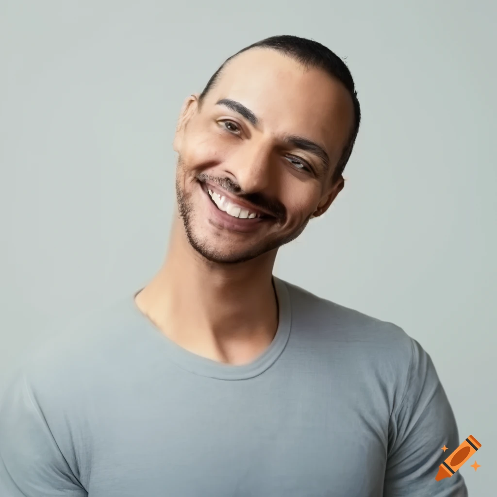 Smiling man on light gray background