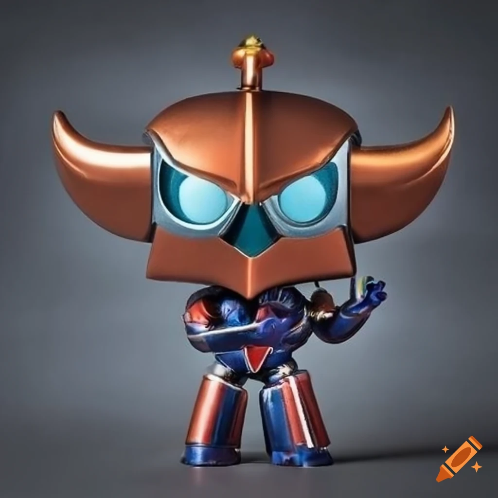 Funko Pop figurine of UFO Robot Grendizer on dark lavish cement background