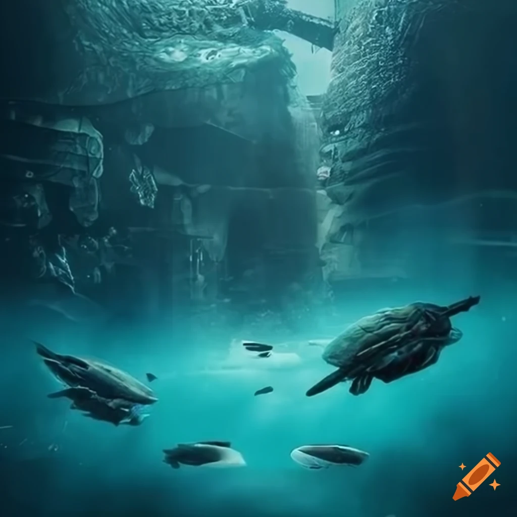 Illustrated cast poster for a sci-fi Netflix TV series set underwater