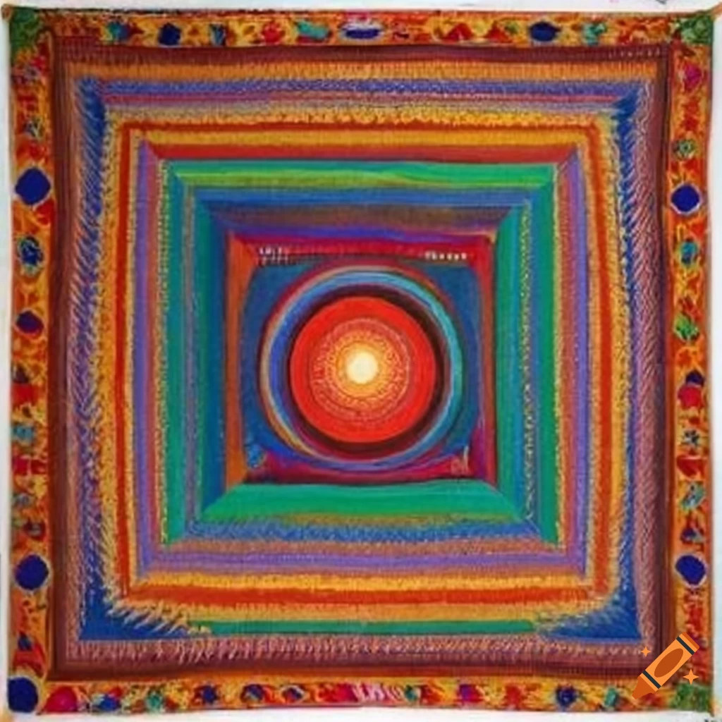 Vibrant Noah's Ark tapestry in S.H. Raza style