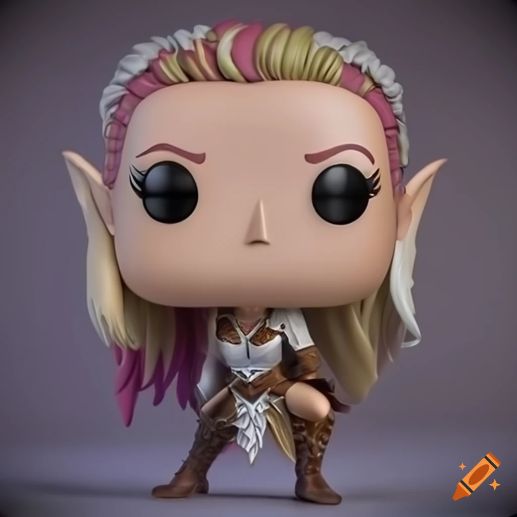 Funko Pop of a beautiful elf warrior in vibrant colors and intricate details