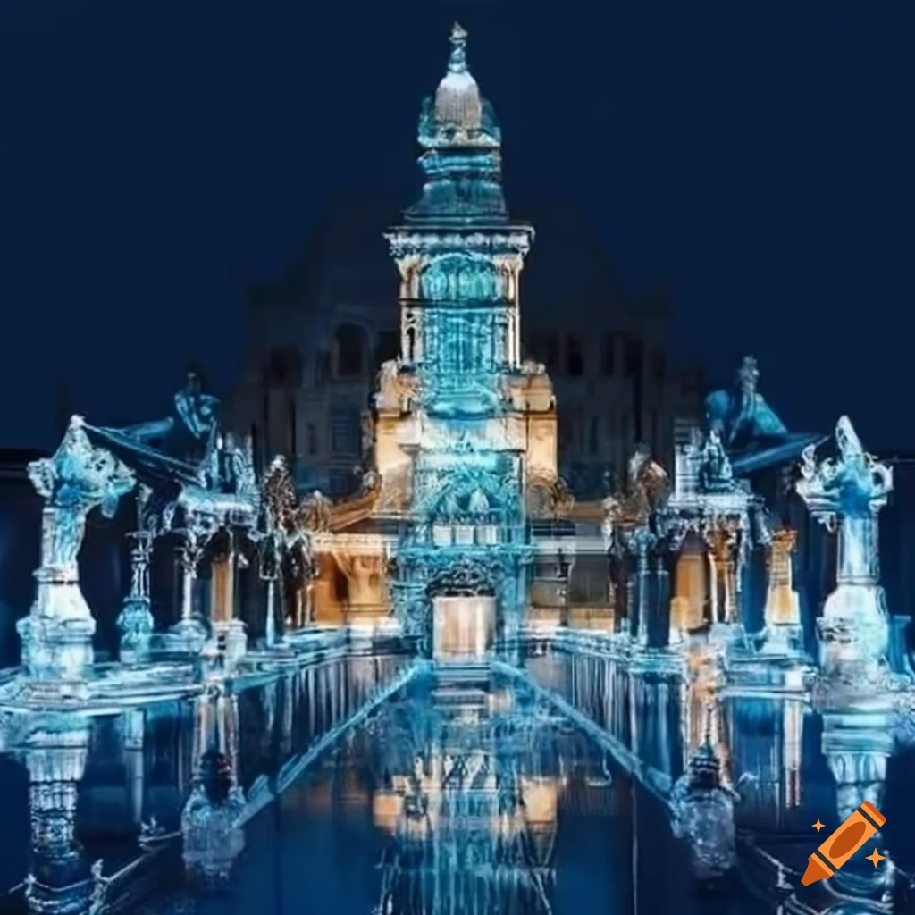 City with silver domes, bronze statues, paved streets, glass theater ...