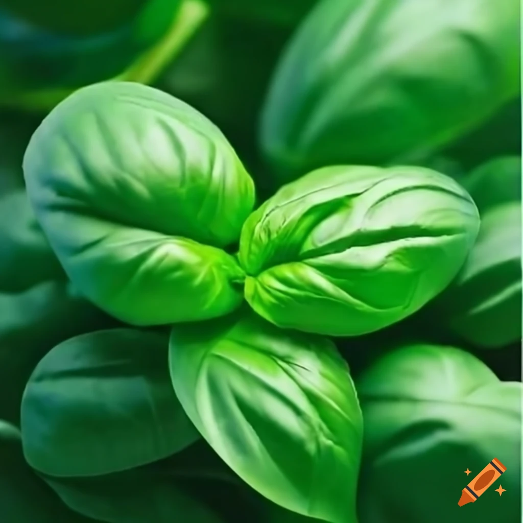 Green basil leaves background