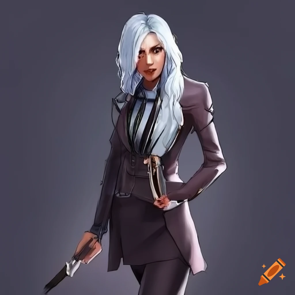 Latino spy woman with unique hairstyle and unconventional outfit