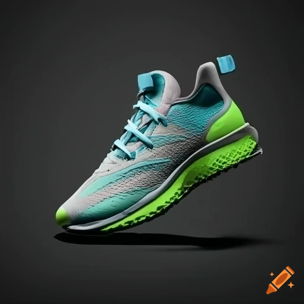 Running shoe design with sharp edges on Craiyon