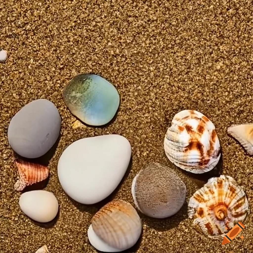 Pebbles and seashells on the sand
