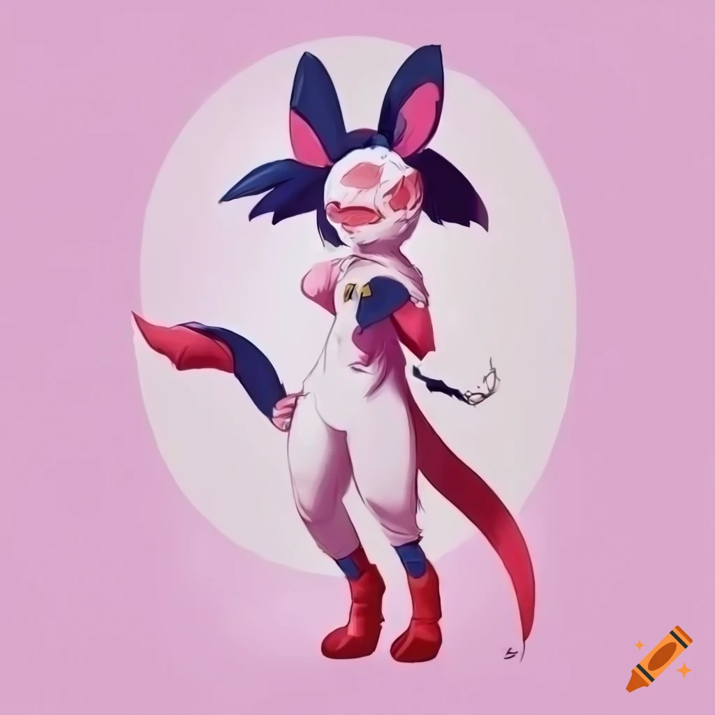 Anthro male Sylveon in a full-length portrait