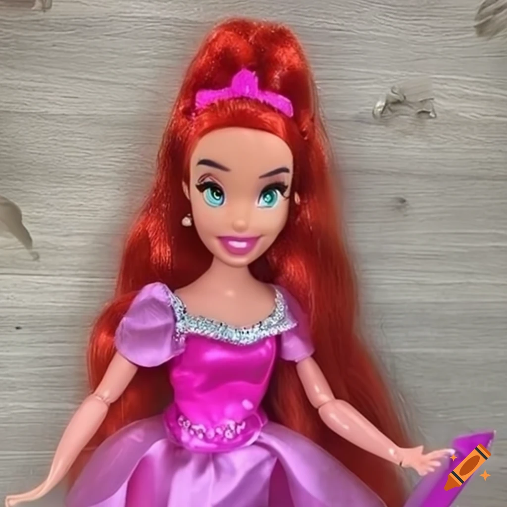 Disney princess baddie doll with red hair in pink dress