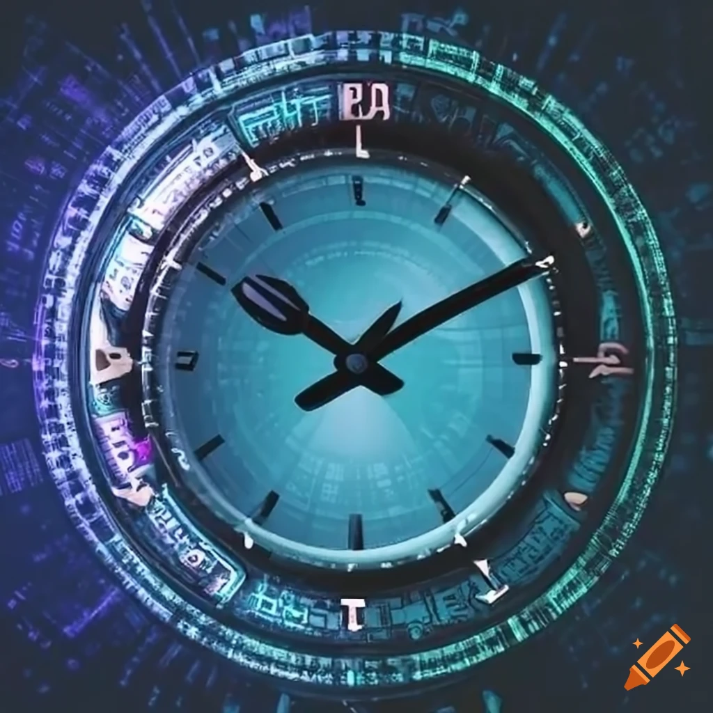 Cyber round clock with various attacks on craiyon