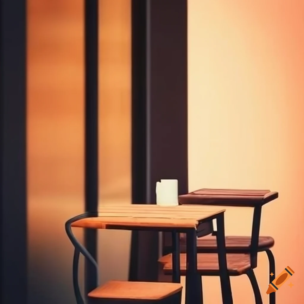 Outside morning scene of a modern coffee shop