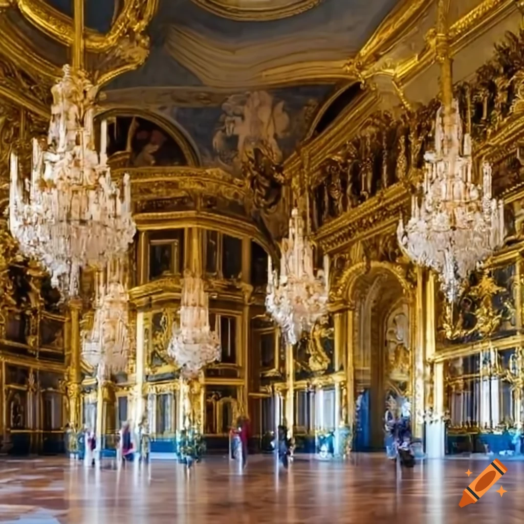 French King Louis XIV in Versailles Palace on Craiyon