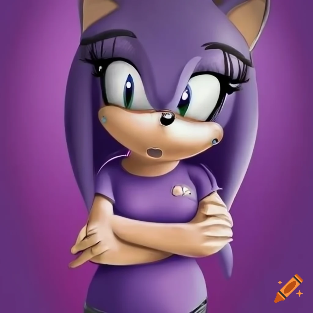 Anthropomorphic echidna with purple t-shirt and blue jeans