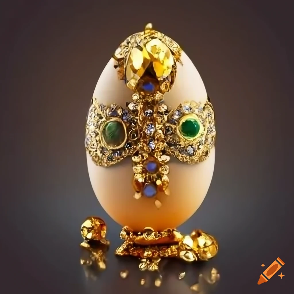 Royal chicken egg adorned with gold and diamonds