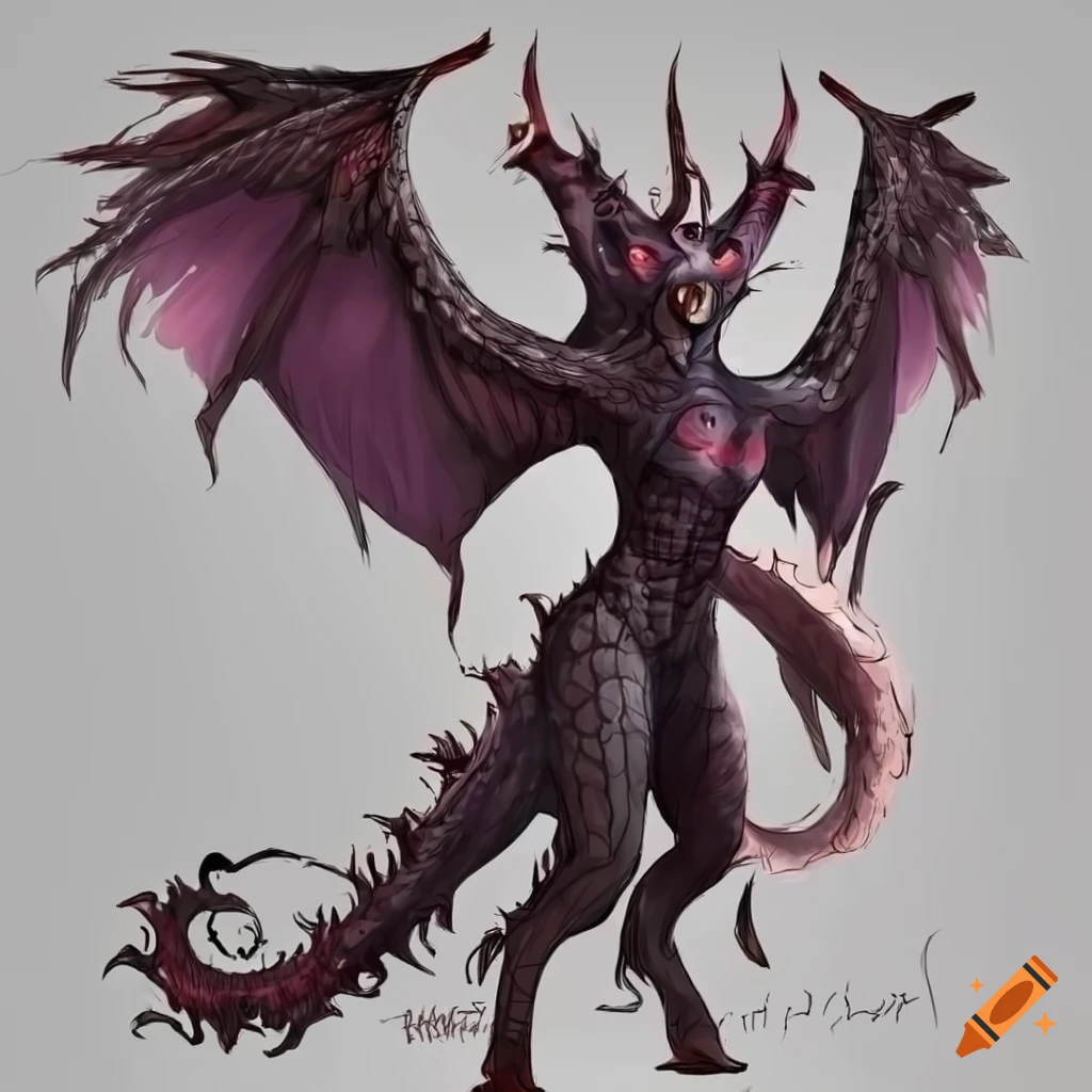 Elegant and graceful demonic mythical creature with expressive eyes and a long tail