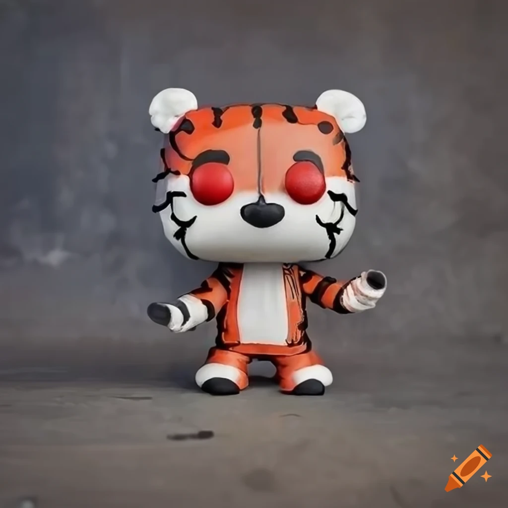 Hobbes Funko Pop figure in copper metal plating on concrete background