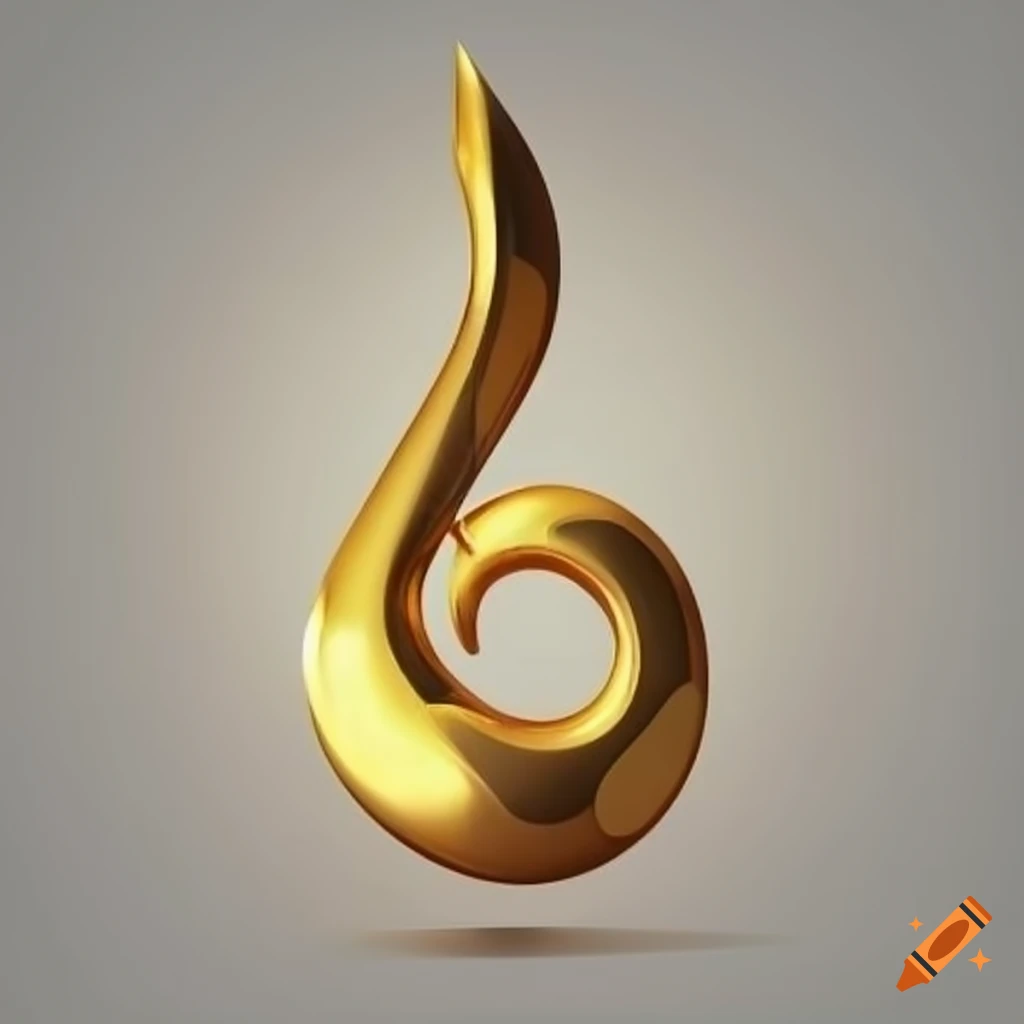 Golden tear drop-shaped musical note