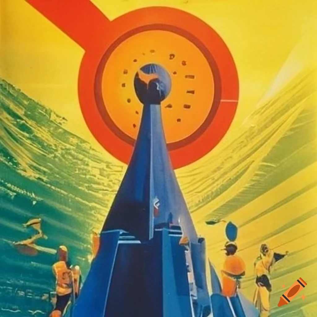1970s optimistic utopian futurist science fiction movie poster for the
