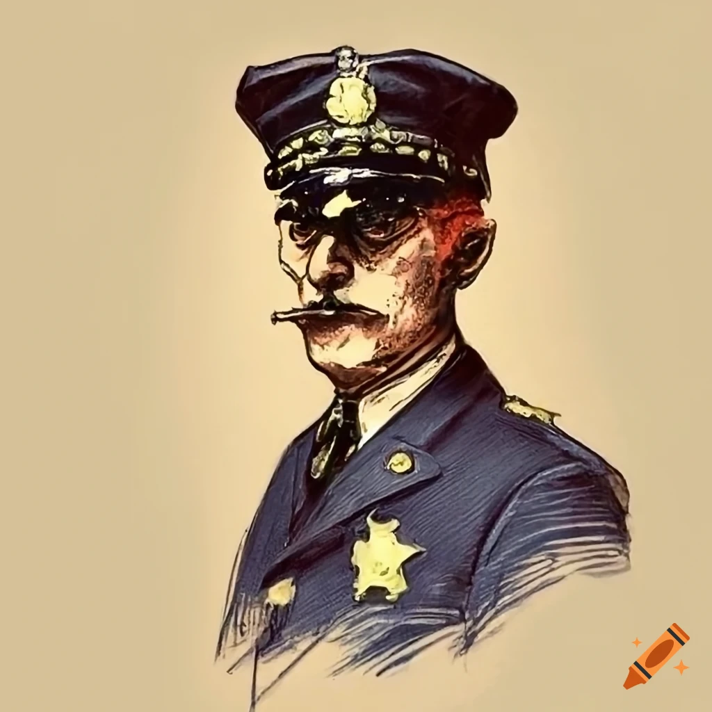 Boston police officer with fiery red hair in 1920s uniform