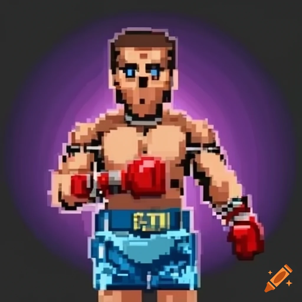 8-bit game boxer clipart inspired by Ring King on Craiyon