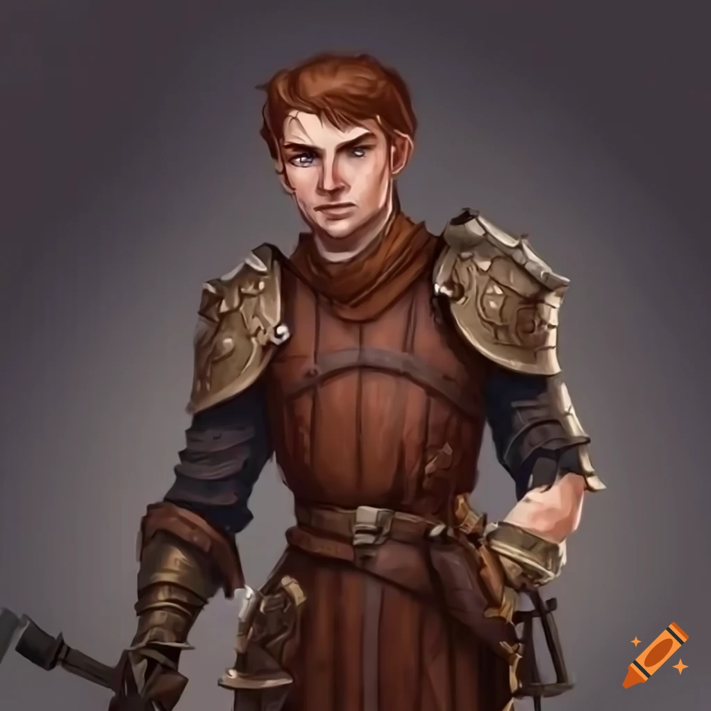 Handsome D&D male artificer in leather armor with tools belt