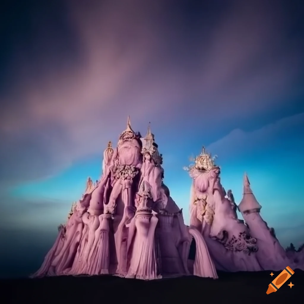 Dreamlike fairy palace set on recognizable cloud formations