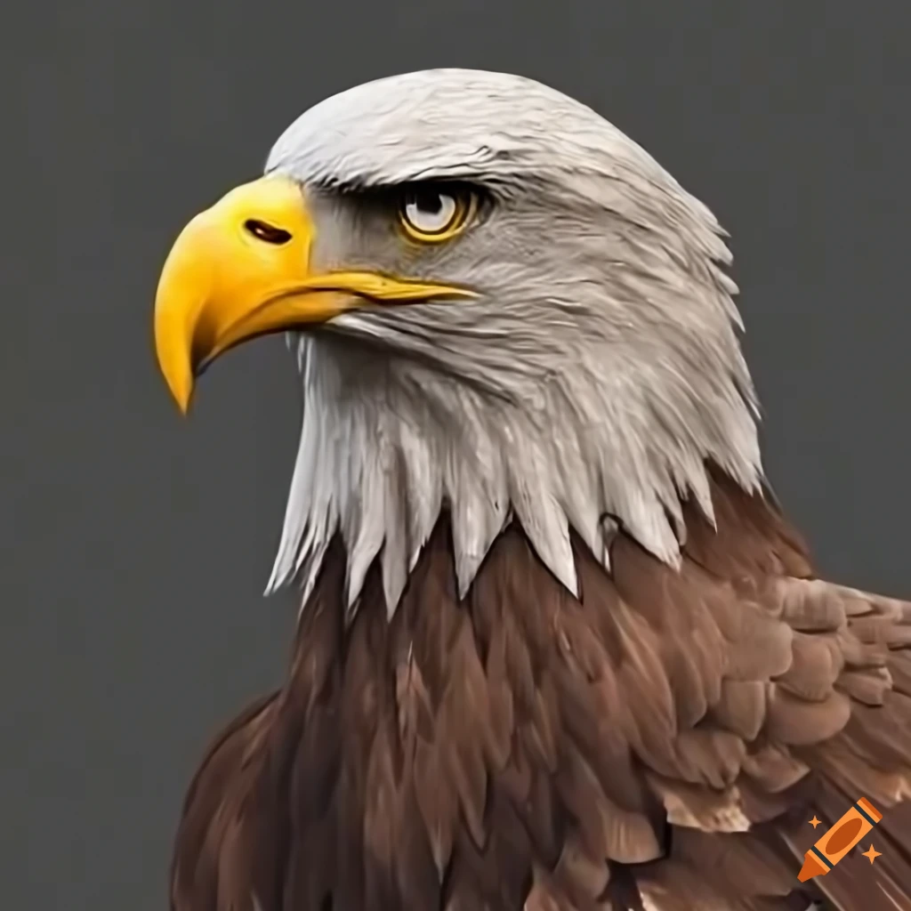 Head of an eagle on the US shield in grayscale with a 3D effect